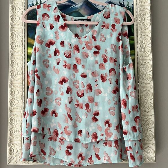 Zac & Rachel Top Womens Sz Large Petite Chiffon Tiered Flowy Tank Fairy - Picture 1 of 9